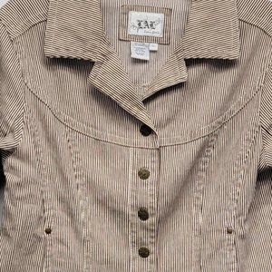 Live A Little Brown & Cream Striped Denim Cropped Jacket Size Large